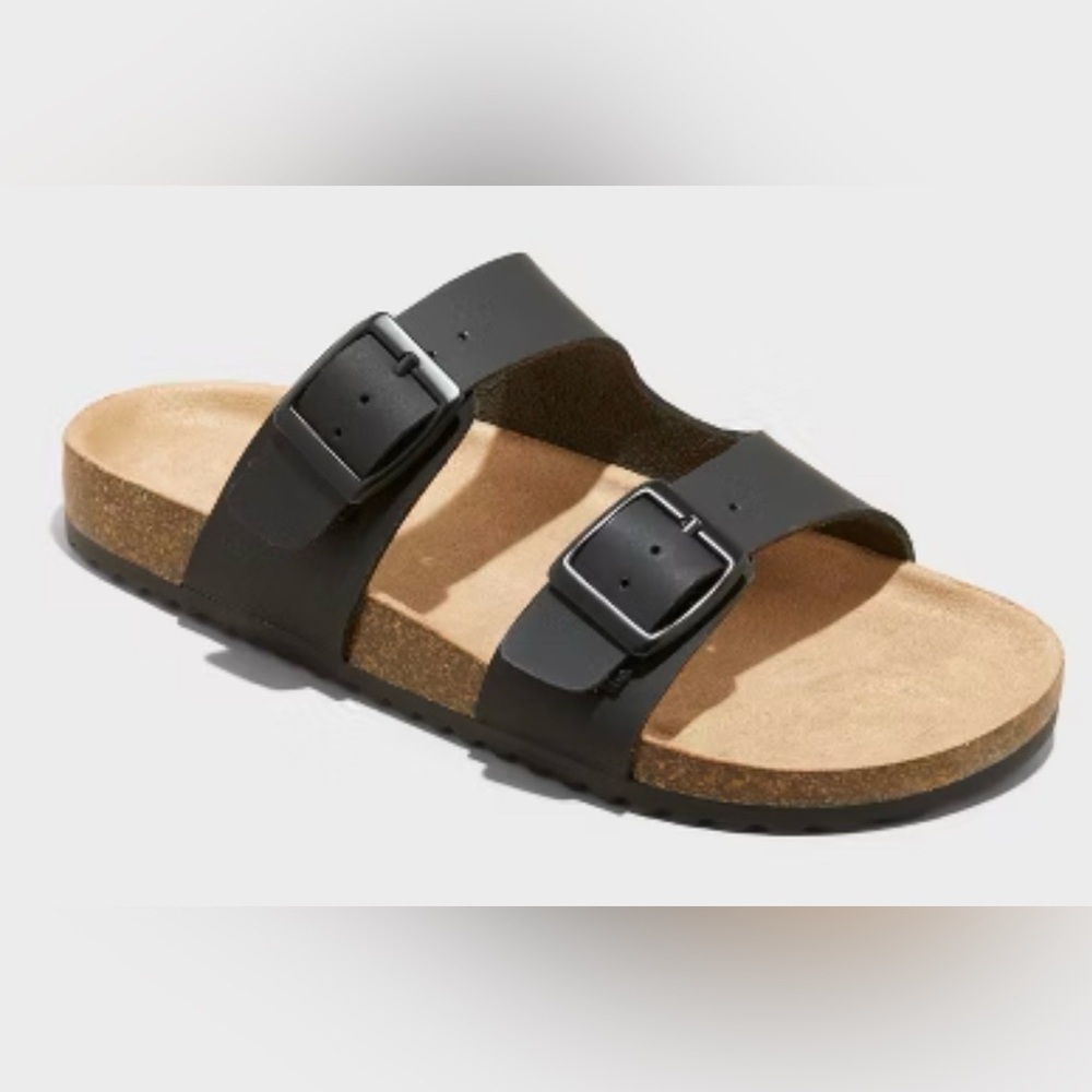 Kids' Drew Footbed Sandals - Cat & Jack™ Black 1 Slip-On, Contoured Footbed,